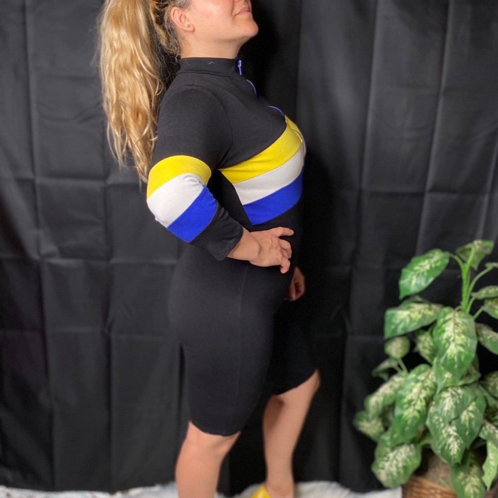 Black and yellow biker shirt jumpsuit